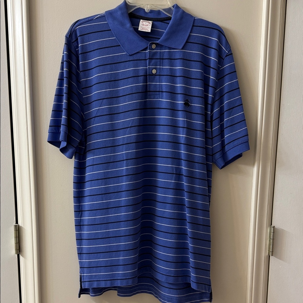 Brooks Brothers Blue Polo with White Stripes